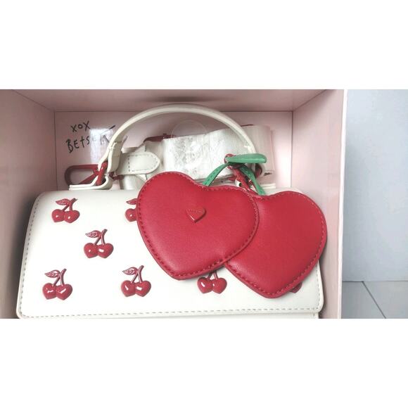 Betsey Johnson Cherry~ Multi- Piece Set~Satchel~ Bag~Charm & Wallet New In Box - Picture 5 of 8